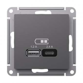 ATN001439 - AtlasDesign USB РОЗЕТКА А+С, 5В/2,4 А, 2х5В/1,2 А, механизм, БАЗАЛЬТ ATN001439 - AtlasDesign USB РОЗЕТКА А+С, 5В/2,4 А, 2х5В/1,2 А, механизм, БАЗАЛЬТ
