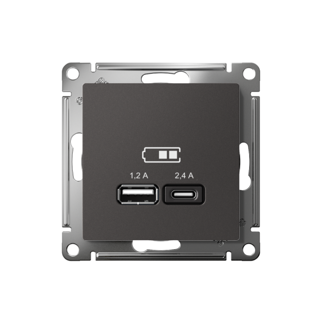 ATN001439 - AtlasDesign USB РОЗЕТКА А+С, 5В/2,4 А, 2х5В/1,2 А, механизм, БАЗАЛЬТ ATN001439 - AtlasDesign USB РОЗЕТКА А+С, 5В/2,4 А, 2х5В/1,2 А, механизм, БАЗАЛЬТ