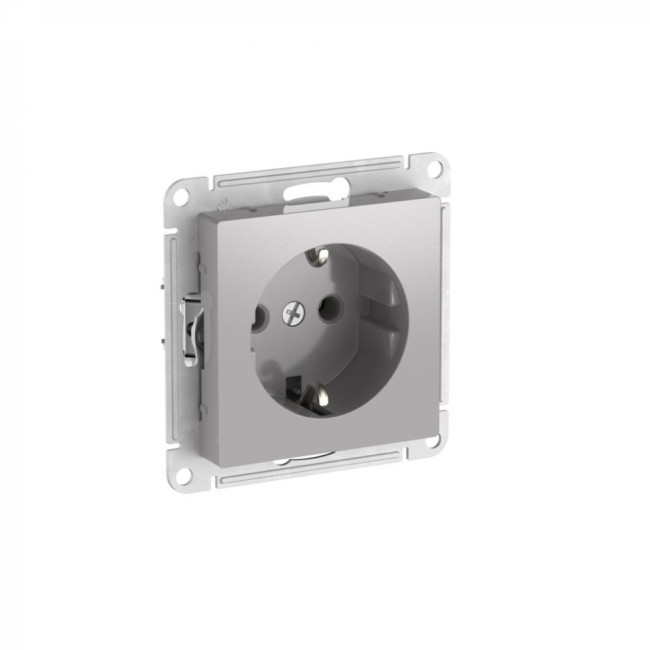 ATLASDESIGN РОЗЕТКА с заземлением, 16А, мех., быстрозажимные клеммы., АЛЮМИНИЙ, ATN000343S