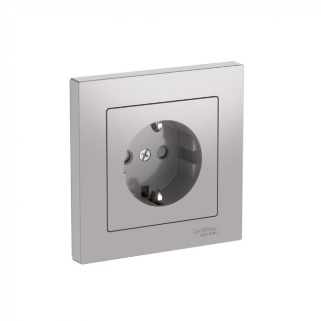 ATLASDESIGN РОЗЕТКА с заземлением со шторками, 16А, в сборе, быстрозажимные клеммы., АЛЮМИНИЙ, ATN000344S