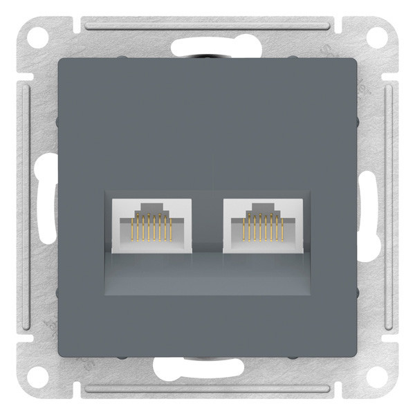 ATLASDESIGN РОЗЕТКА двойная компьютерная RJ45+RJ45, кат.6А, механизм, ГРИФЕЛЬ, ATN000788